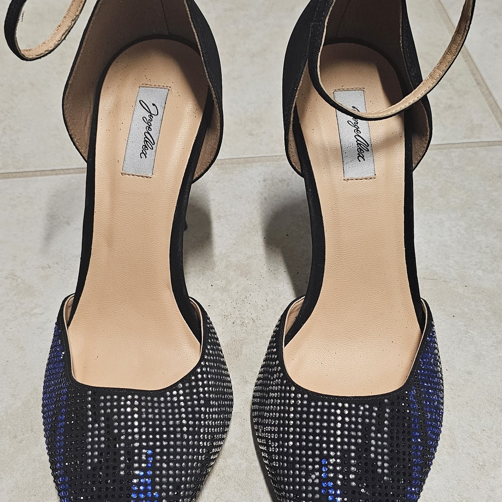 Jorge Alex Black and Blue Heels with Ankle Strap